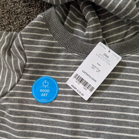 3/$30 Carter's NWT Dinosaur Romper with Hoodie - Picture 3 of 3